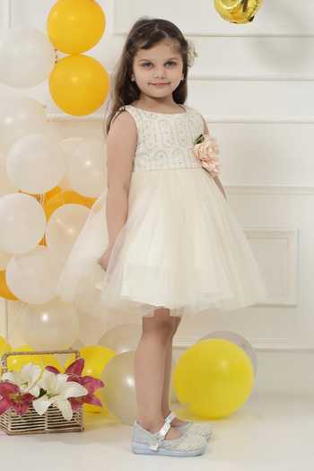 Buy_Little Bansi_Cream Net Floral Embroidered Frock Dress _Online_at_Aza_Fashions