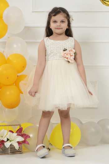 Shop_Little Bansi_Cream Net Floral Embroidered Frock Dress _Online_at_Aza_Fashions