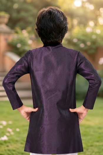 Petite Pomme Jaquard Kurta & Art Silk Pant Set 