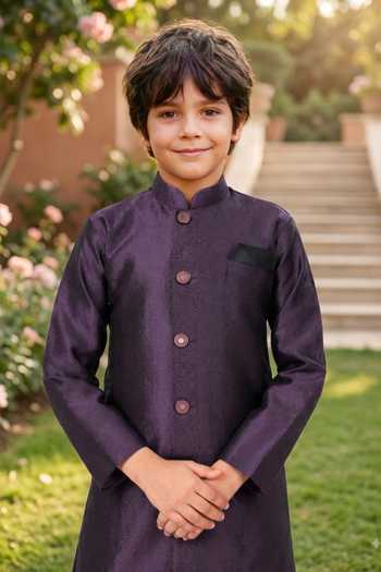 Buy Petite Pomme Purple Silk Jaquard Kurta And Art Pant Set Online at Aza Fashions Buy_Petite Pomme_Purple Silk Jaquard Kurta And Art Pant Set _Online_at_Aza_Fashions