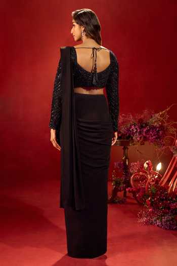 Samyukta Singhania Pre-Draped Saree With Sequin Work Blouse 