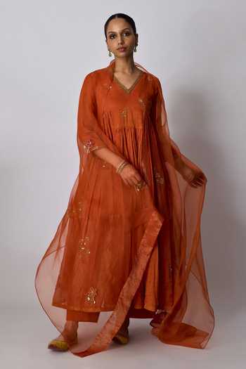 Rhua Antara Gathered Embroidered Anarkali Set 