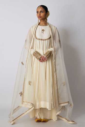 Rhua Gauri Pleated Embroidered Anarkali Set 