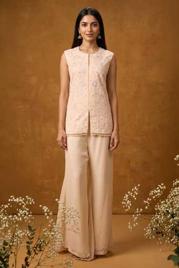 Samyukta Singhania Embroidered Chanderi Jacket & Pant Set