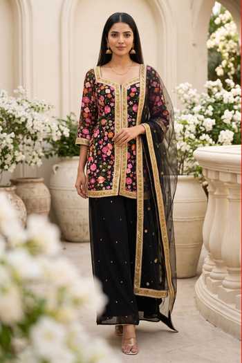 Samyukta Singhania Floral Embroidered Kurta Sharara Set 