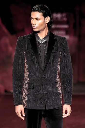 Buy Dolly J Black Georgette, Satin, Velvet, Lycra Ruhan Embroidered Jacket Set Online at Aza Fashions Buy_Dolly J_Black Georgette, Satin, Velvet, Lycra Ruhan Embroidered Jacket Set _Online_at_Aza_Fashions