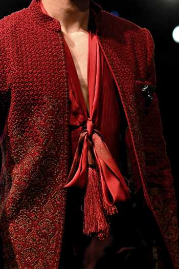Buy_Dolly J_Wine Silk, Crepe, Satin Embroidery Vayun Hand Bandhgala Set _Online_at_Aza_Fashions