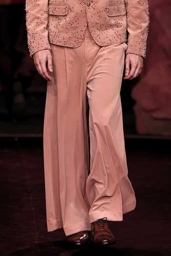 Dolly J_Pink Georgette, Velvet, Lycra, Chantilly Rosewood Embroidered Blazer Set _Online_at_Aza_Fashions