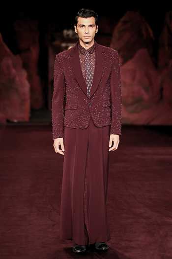 Dolly J Merlot Hand Embroidered Blazer Set 