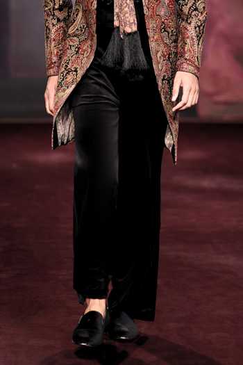 Dolly J_Multi Color Silk, Velvet Ebon Embroidered Sherwani Set _Online_at_Aza_Fashions