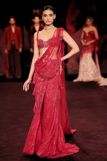 Dolly J Lohini Embroidered Pre-Draped Saree With Blouse 