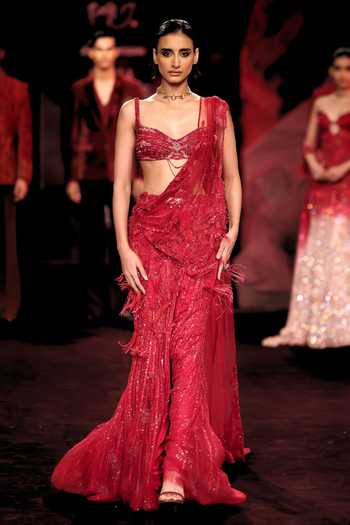 Dolly J Lohini Embroidered Pre-Draped Saree With Blouse 