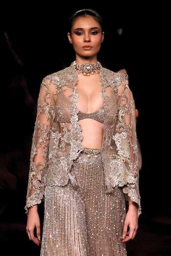 Dolly J Ivory Tulle Open , Plunge Aakriti Embroidered Jacket Sharara Set Online at Aza Fashions Dolly J_Ivory Tulle Open , Plunge Aakriti Embroidered Jacket Sharara Set _Online_at_Aza_Fashions