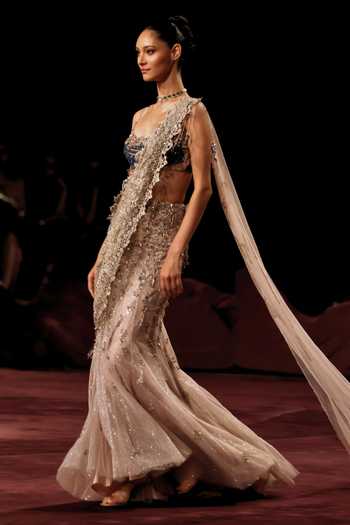 Dolly J Vibhaavari Pre-Draped Saree With Embroidered Blouse 