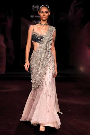 Dolly J Vibhaavari Pre-Draped Saree With Embroidered Blouse 