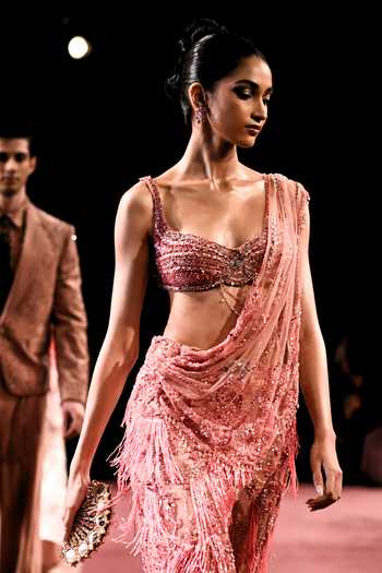Dolly J Pankhuri Embroidered Pre-Draped Saree With Blouse 