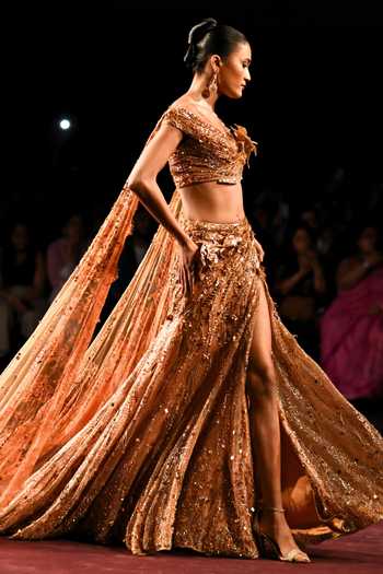Dolly J Kanak Embroidered Lehenga Saree Set 