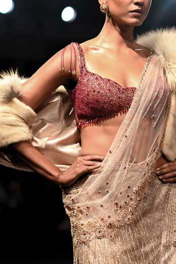 Dolly J Swarna Pre-Draped Saree With Embroidered Blouse 