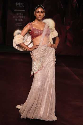 Dolly J Swarna Pre-Draped Saree With Embroidered Blouse 