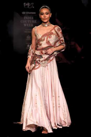 Dolly J Muktika Hand Embroidered Pre-Draped Saree Set 