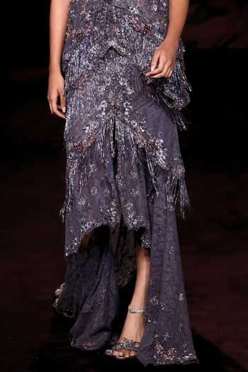 Buy_Dolly J_Purple Tulle, Chantilly, Lace Embroidery, Sequins, Beads, Vallari Hand Gown _Online_at_Aza_Fashions