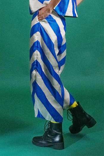 KA-Sha Blue Chanderi Urja Pant Online at Aza Fashions KA-Sha_Blue Chanderi Urja Pant _Online_at_Aza_Fashions