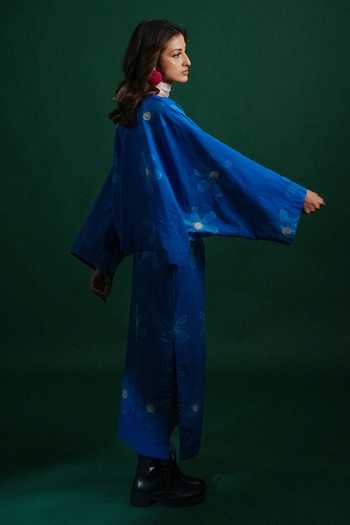 Shop_KA-Sha_Blue Cotton Open Neck Sap Moma Jacket _Online_at_Aza_Fashions
