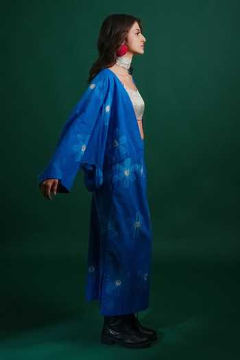 KA-Sha Blue Cotton Sap Organic Skirt Online at Aza Fashions KA-Sha_Blue Cotton Sap Organic Skirt _Online_at_Aza_Fashions