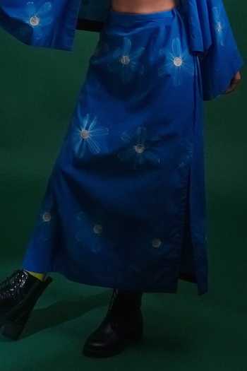 Buy KA-Sha Blue Cotton Sap Organic Skirt Online at Aza Fashions Buy_KA-Sha_Blue Cotton Sap Organic Skirt _Online_at_Aza_Fashions
