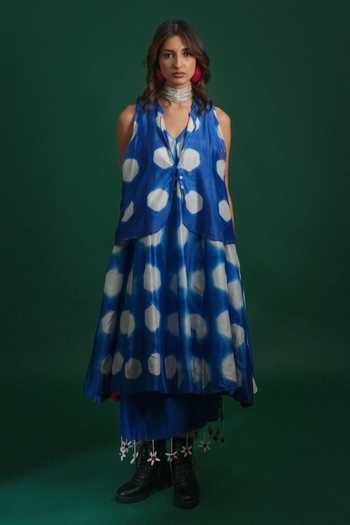 Shop KA-Sha Blue Cotton Slip Tassel Dress Online at Aza Fashions Shop_KA-Sha_Blue Cotton Slip Tassel Dress _Online_at_Aza_Fashions