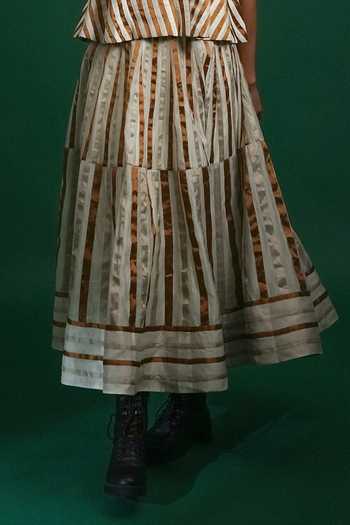Buy_KA-Sha_White Chanderi Leela Skirt 
