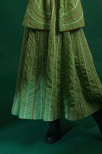 KA-Sha Green Cotton Mash Skirt Online at Aza Fashions KA-Sha_Green Cotton Mash Skirt _Online_at_Aza_Fashions