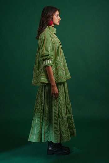Buy KA-Sha Green Cotton Mash Skirt Online at Aza Fashions Buy_KA-Sha_Green Cotton Mash Skirt _Online_at_Aza_Fashions