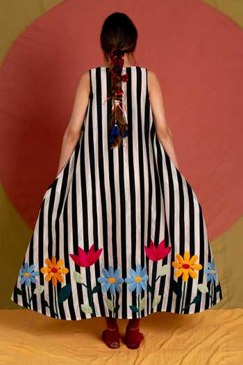 KA-Sha Mali Applique Striped Dress
