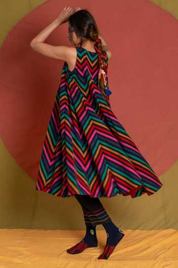 KA-Sha Plum Chevron Applique Dress