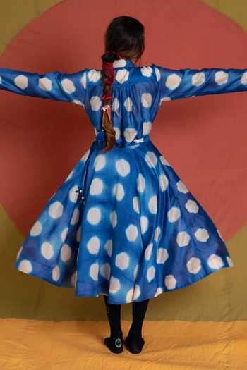 Buy_KA-Sha_Blue Chanderi Clamp Dyed Full Circle Skirt _Online_at_Aza_Fashions