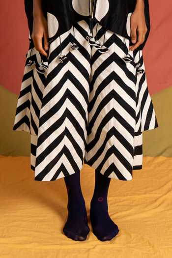 KA-Sha_Multicolor Cotton Gara Chevron Applique Pant _Online_at_Aza_Fashions