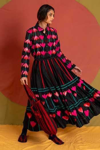 KA-Sha Kamal Applique Skirt