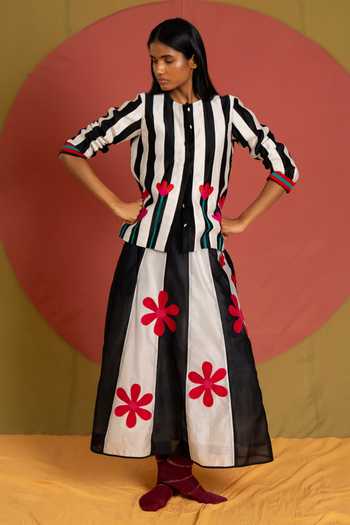 KA-Sha Striped Florist Skirt