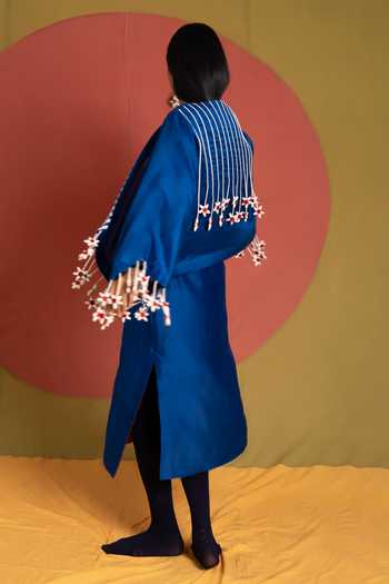KA-Sha Blue Chanderi Tass Straight Skirt at Aza Fashions KA-Sha_Blue Chanderi Tass Straight Skirt _at_Aza_Fashions