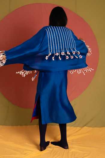 Buy KA-Sha Blue Chanderi Tass Straight Skirt Buy_KA-Sha_Blue Chanderi Tass Straight Skirt