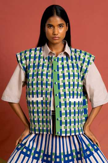 KA-Sha Checkered Applique Jacket