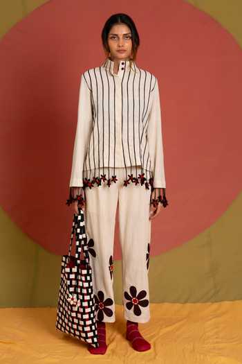 Shop_KA-Sha_Black Cotton Mandarin Collar Tass Thakur Jacket _Online_at_Aza_Fashions