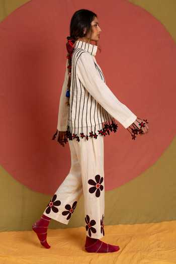 KA-Sha_Black Cotton Mandarin Collar Tass Thakur Jacket _at_Aza_Fashions
