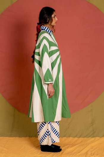 KA-Sha Green Collared Neck Urja Patchwork Jacket Online at Aza Fashions KA-Sha_Green Collared Neck Urja Patchwork Jacket _Online_at_Aza_Fashions