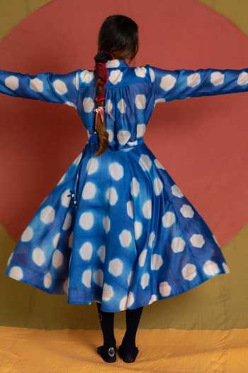 Buy KA-Sha Blue Chanderi Collared , Button-down Clamp Dyed Shirt Online at Aza Fashions Buy_KA-Sha_Blue Chanderi Collared , Button-down Clamp Dyed Shirt _Online_at_Aza_Fashions