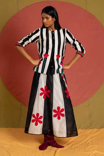 Buy KA-Sha Multi Color Chanderi Round Neck Kamal Kaidi Shirt Online at Aza Fashions Buy_KA-Sha_Multi Color Chanderi Round Neck Kamal Kaidi Shirt _Online_at_Aza_Fashions
