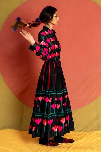 KA-Sha Multi Color Chanderi Button-down Neck Kamal Applique Shirt Online at Aza Fashions KA-Sha_Multi Color Chanderi Button-down Neck Kamal Applique Shirt _Online_at_Aza_Fashions