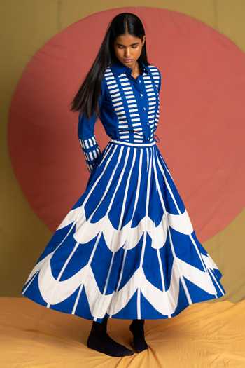 Shop_KA-Sha_Blue Cotton Collared Neck Wasim Candy Shirt _Online_at_Aza_Fashions