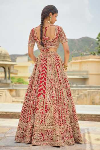 Kalighata Royal Rose Bridal Lehenga Set